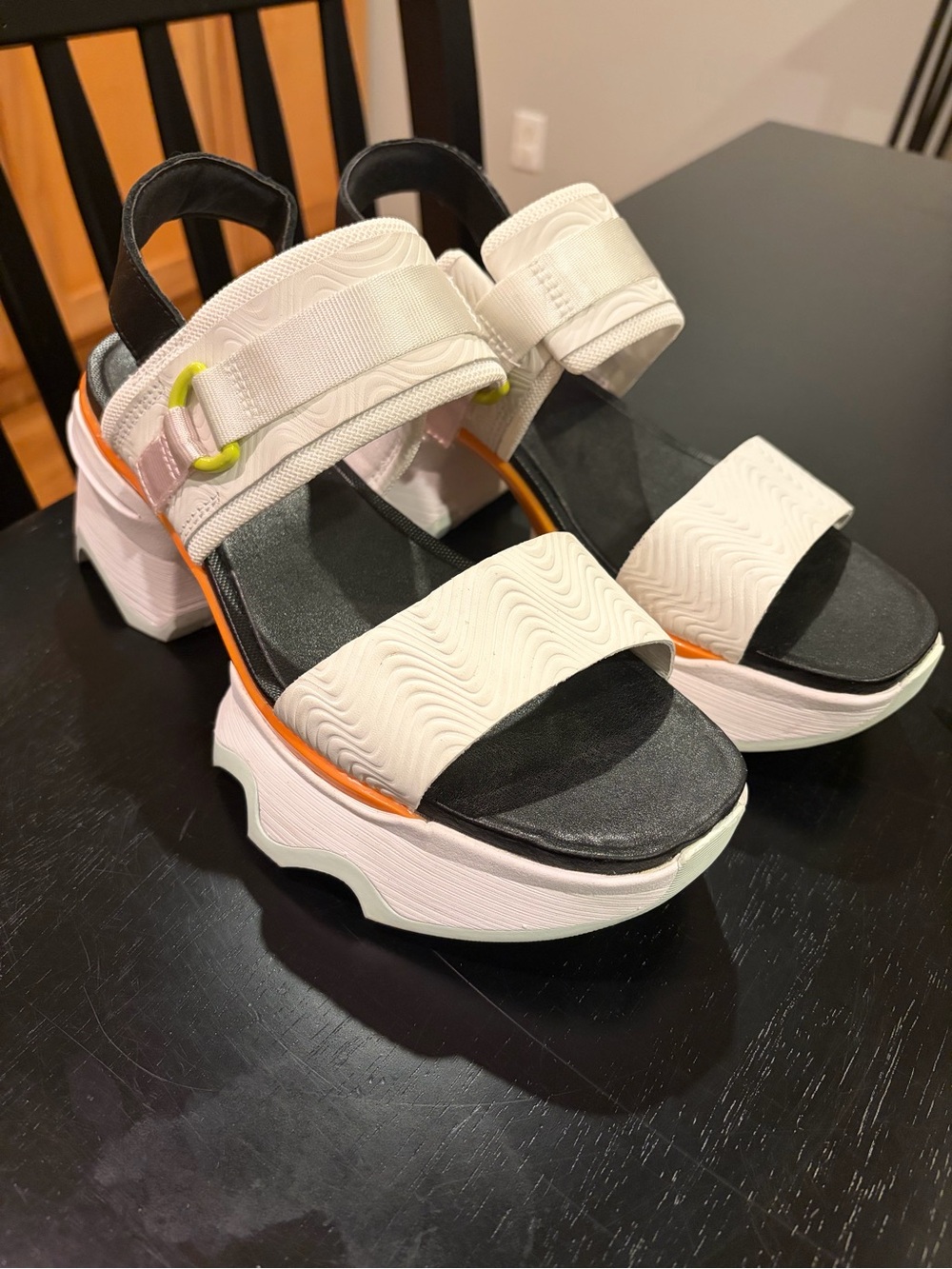 Sorel Sporty Chunky Sandals Kinetic Impact Slingback Platform Sea Salt Women’s 8